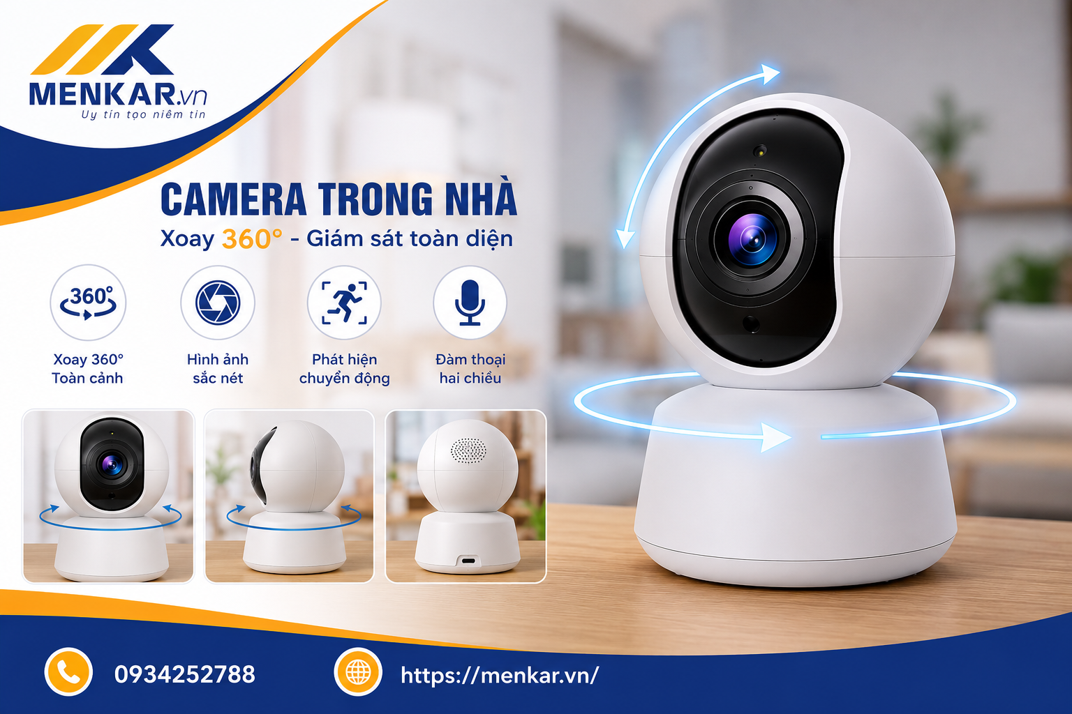 camera trong nhà xoay 360