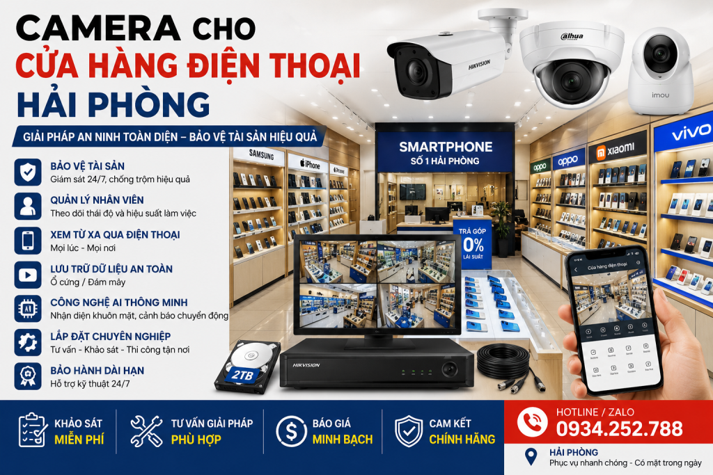 lắp camera cửa hàng điện thoại Hải Phòng